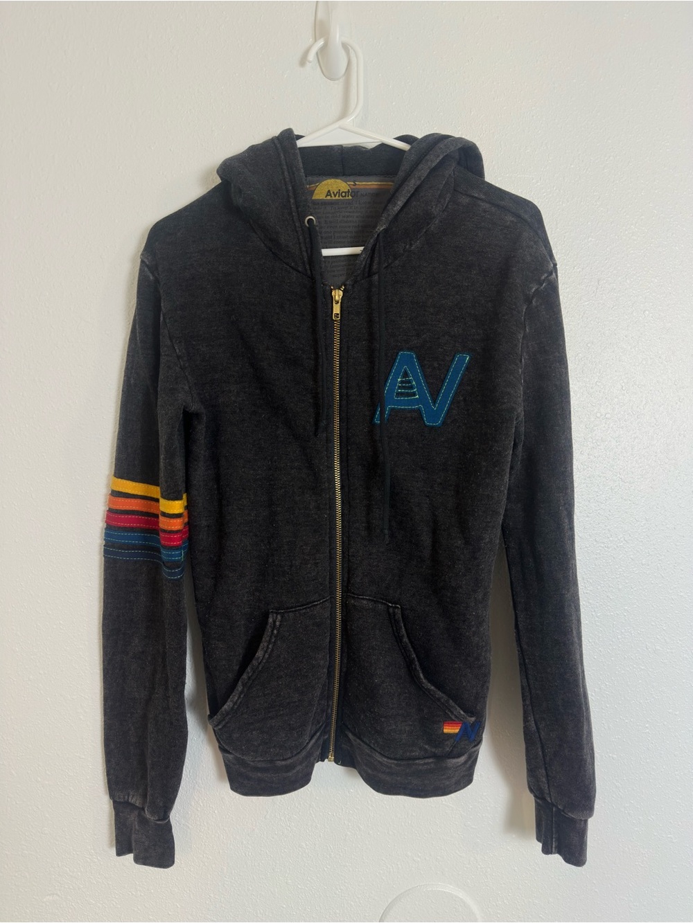 Aviator nation signature rainbow full zip hoodie sweatshirt - Picture 5 of 5